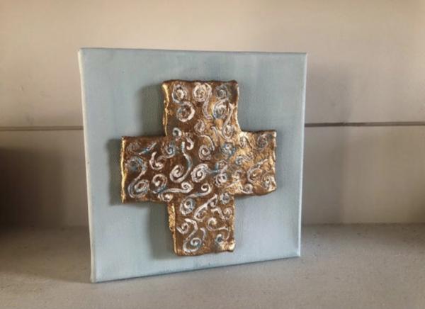 Gold Cross on Canvas picture