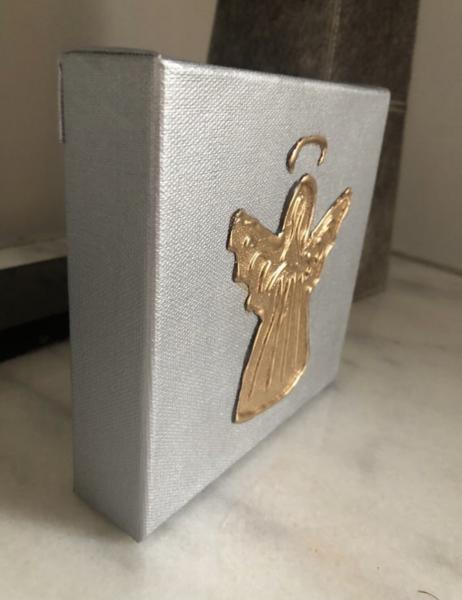 Gold Angel on Silver Canvas picture