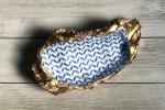 Oyster Trinket Dish - Blue/White Chevron