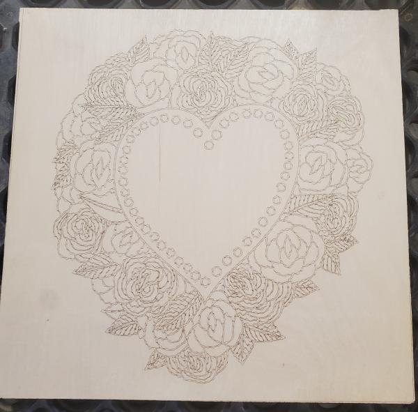 Plaque-Valentine Heart Roses- Birch Plywood picture