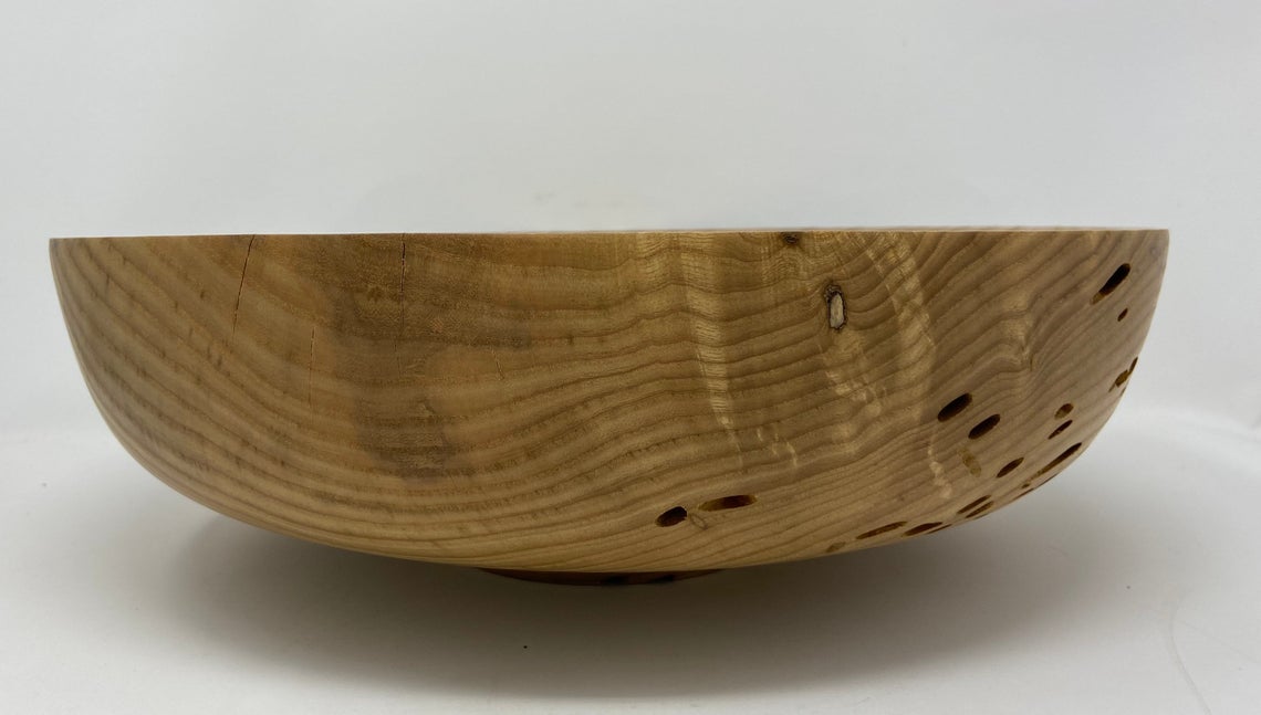 Wormy Ash- Handturned Ash Bowl picture