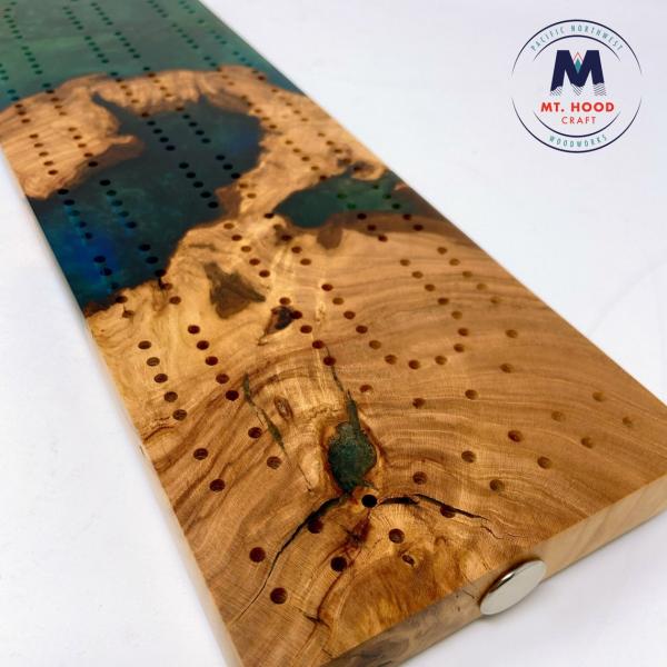 Ethersea - Handmade Cherry Wood and Resin Cribbage Board picture