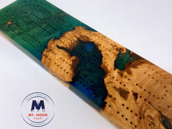 Ethersea - Handmade Cherry Wood and Resin Cribbage Board picture