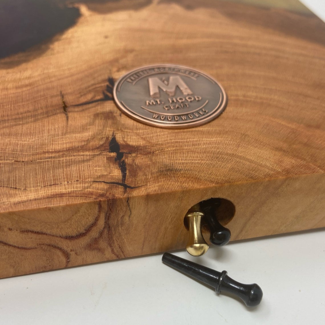 Fawkes - Handmade Cherry Wood and Resin Cribbage Board picture