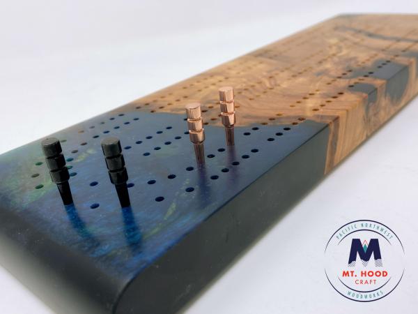 Wood and Resin Cribbage Board picture