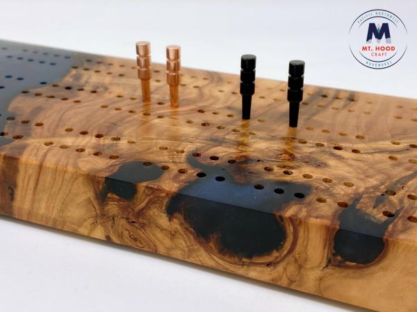 Wood and Resin Cribbage Board picture