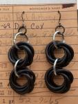 Black Mobius Rose Earrings