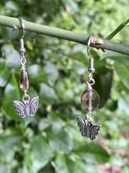 Grey Butterfly Earrings