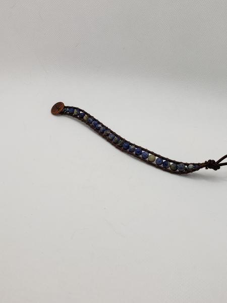 Brown Leather Bracelet with Sodalite beads picture