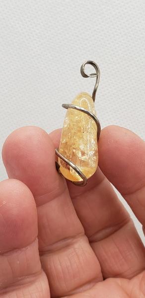 Wire wrapped Citrine Nugget Pendant in sterling silver picture