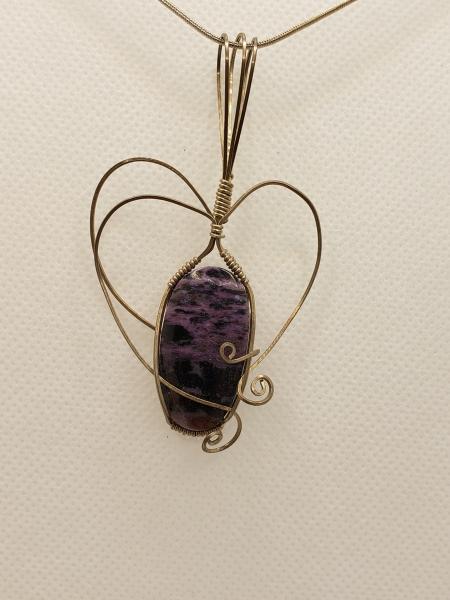 Wire wrapped Russian Charoite Pendant in sterling silver picture