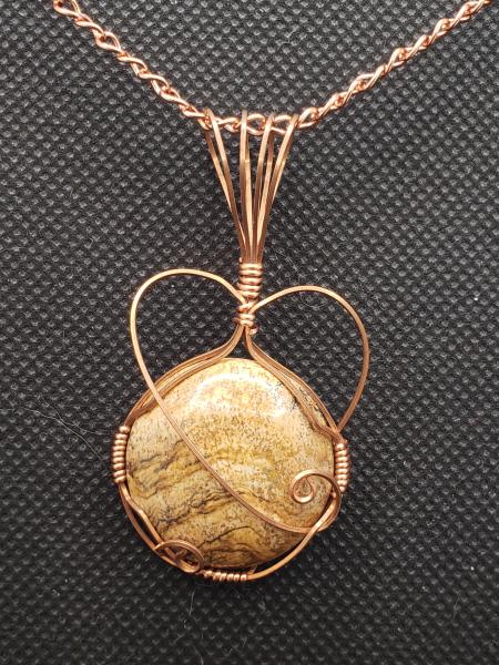 Wire wrapped Picture Jasper Pendant in copper