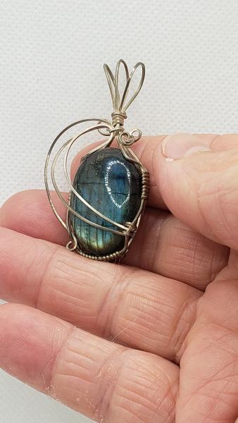 Wire wrapped Labradorite Pendant in sterling silver picture