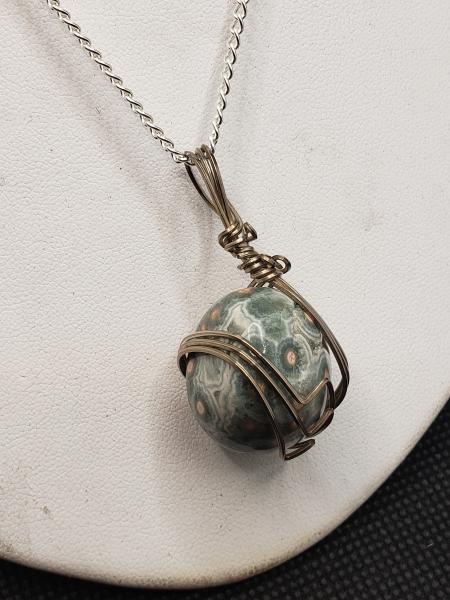 Ocean Jasper nugget Pendant in sterling silver picture