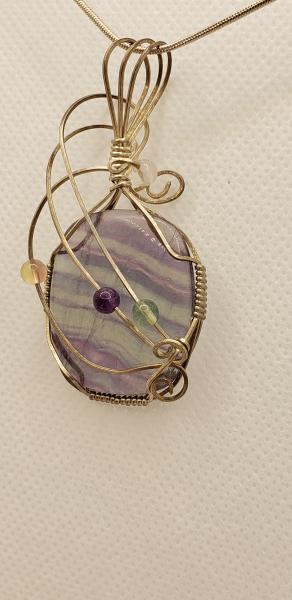 Wire wrapped Fluorite Pendant in sterling silver picture