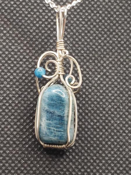 Blue Apatite nugget Pendant in sterling silver picture