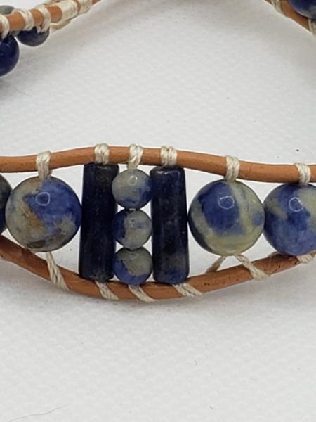 Natural Leather Bracelet with Sodalite picture