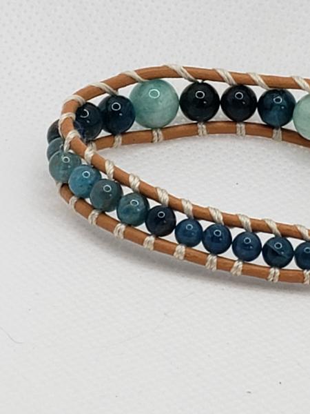 Leather Bracelet with Apatite and Amazonite picture