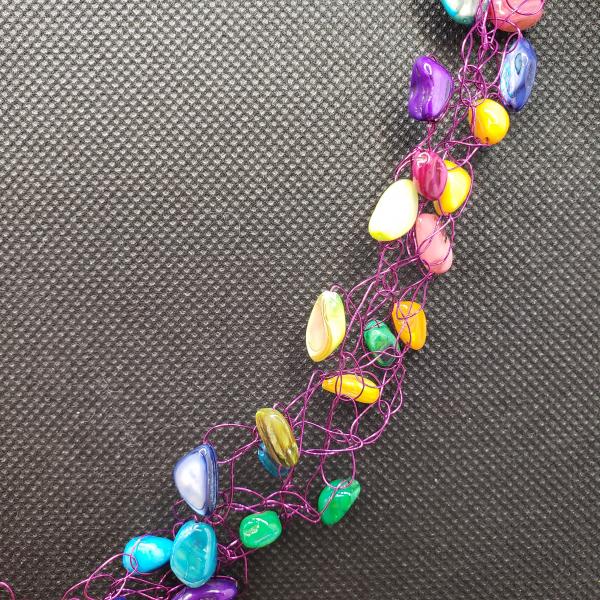 Multicolor Mother of Pearl wire crochet necklace picture