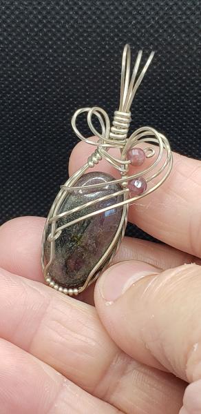 Wire wrapped Tourmaline Pendant in sterling silver picture