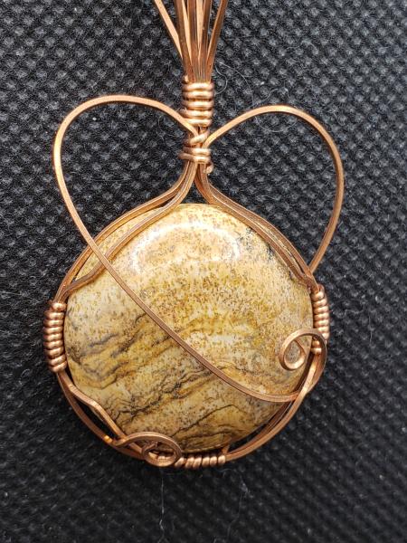 Wire wrapped Picture Jasper Pendant in copper picture