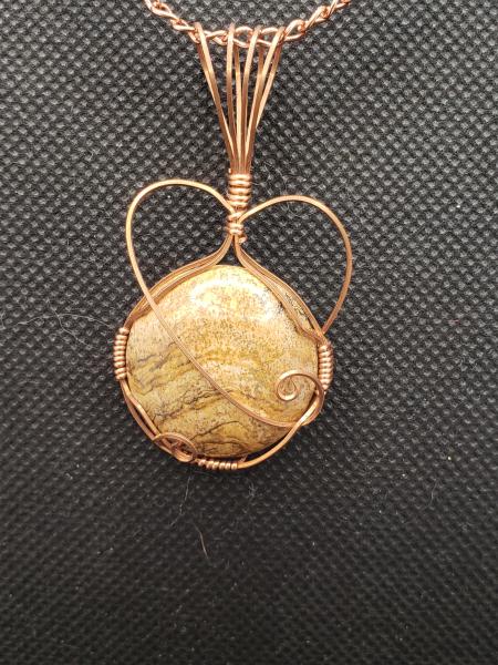 Wire wrapped Picture Jasper Pendant in copper picture
