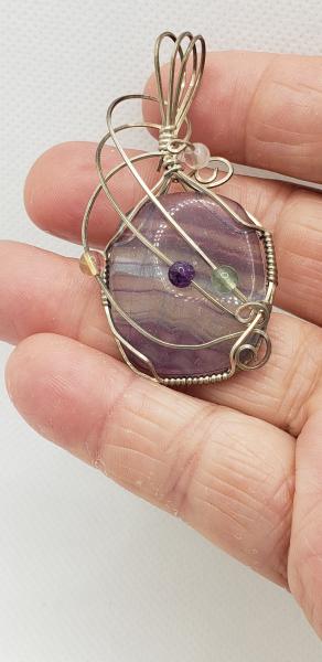 Wire wrapped Fluorite Pendant in sterling silver picture