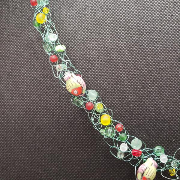Green  Fish Seafoam wire crochet necklace picture