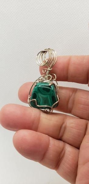 Wire Wrapped Nugget Malachite  in Argentum Sterling Silver picture