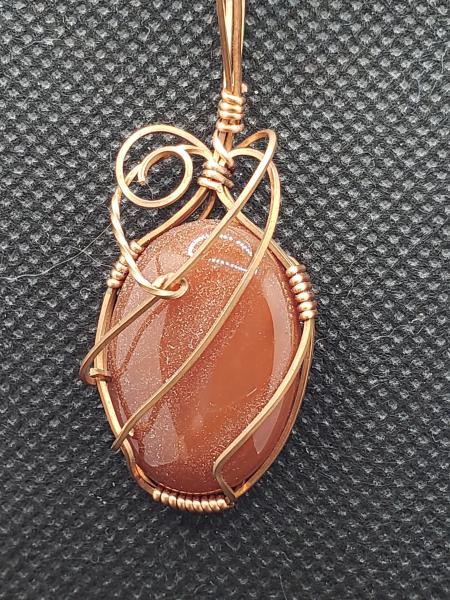 Wire wrapped Carnelian Pendant in copper picture