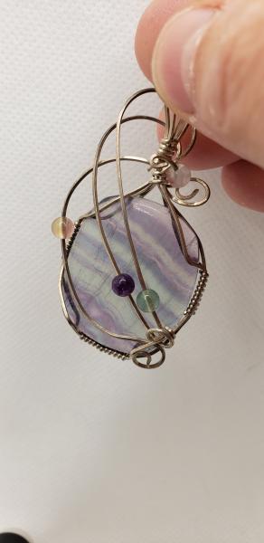 Wire wrapped Fluorite Pendant in sterling silver picture
