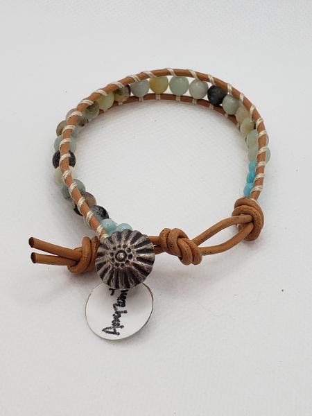 Leather Bracelet with Faceted Amazonite