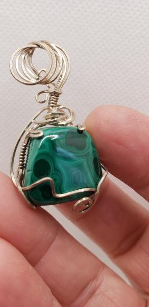 Wire Wrapped Nugget Malachite  in Argentum Sterling Silver picture