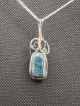 Blue Apatite nugget Pendant in sterling silver