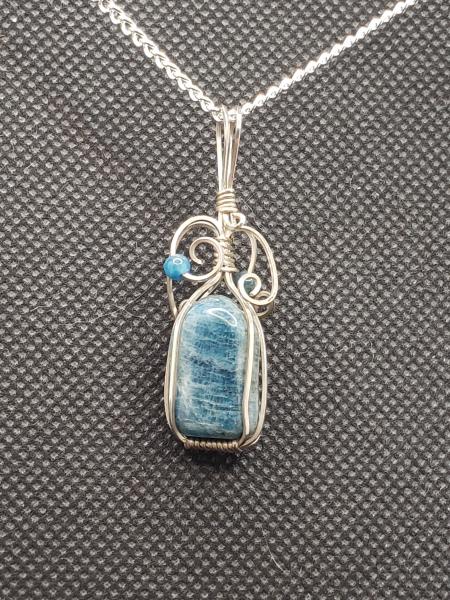 Blue Apatite nugget Pendant in sterling silver