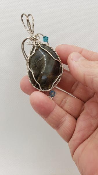 Wire wrapped Labradorite Nugget Pendant in sterling silver picture