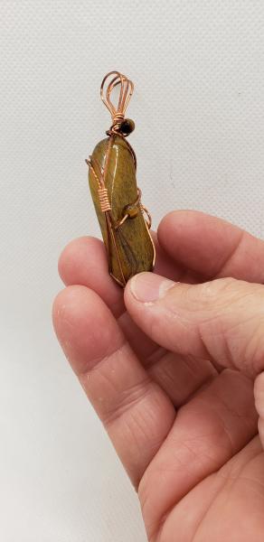 Golden Tiger eye Wire wrapped Nugget in copper wire picture