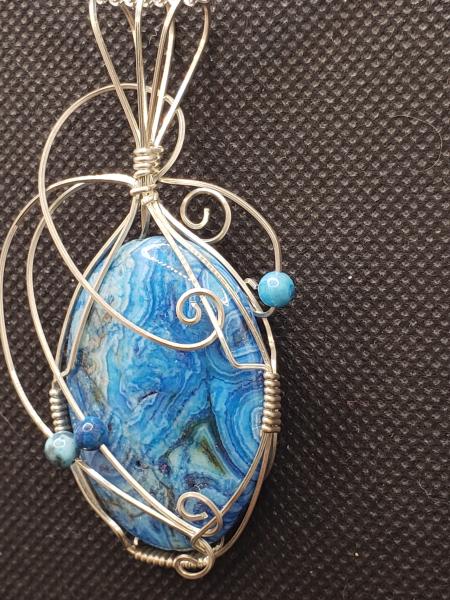 Blue Crazy Lace Agate Pendant in sterling silver picture