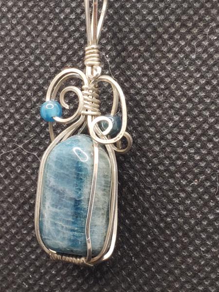 Blue Apatite nugget Pendant in sterling silver picture