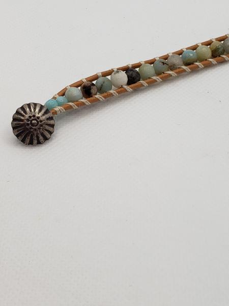 Leather Bracelet with Faceted Amazonite picture