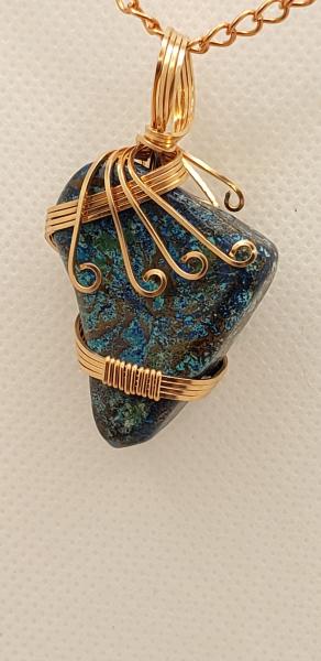 Wire wrapped Shattuckite Nugget in Rose gold