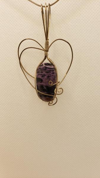 Wire wrapped Russian Charoite Pendant in sterling silver