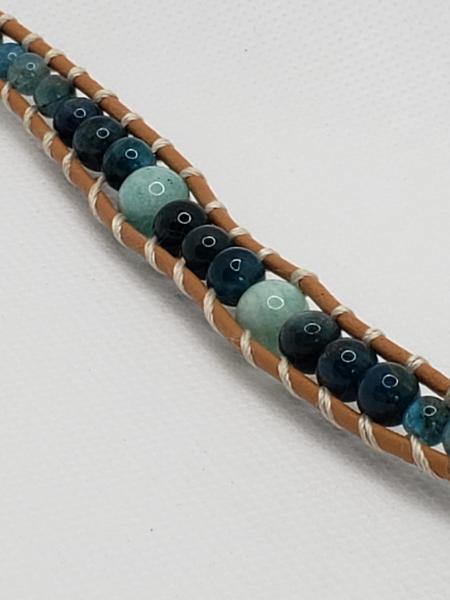 Leather Bracelet with Apatite and Amazonite picture