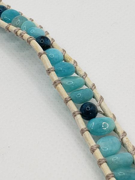 Leather Bracelet with Amazonite and Apatite picture