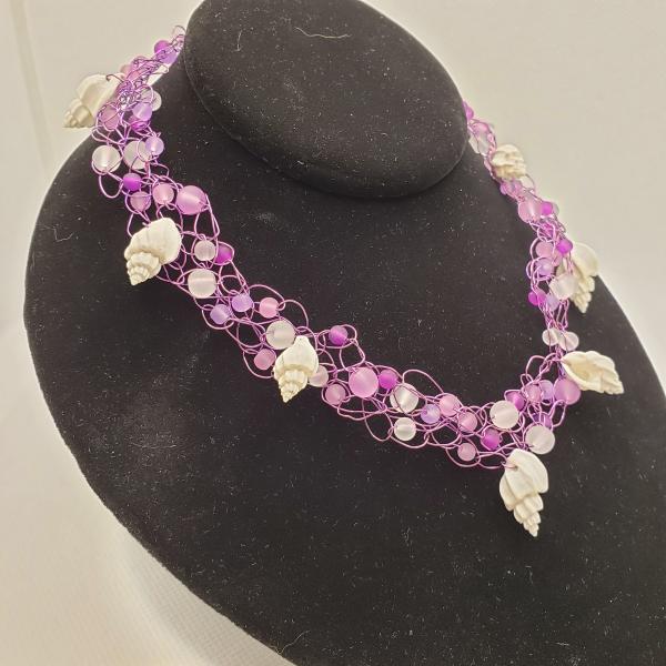 Purple Seashell wire crochet necklace