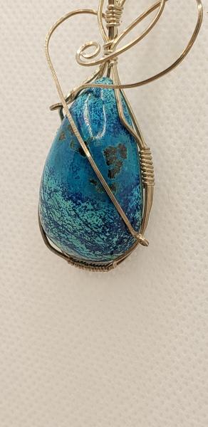 Wire wrapped Azurite Pendant in sterling silver picture