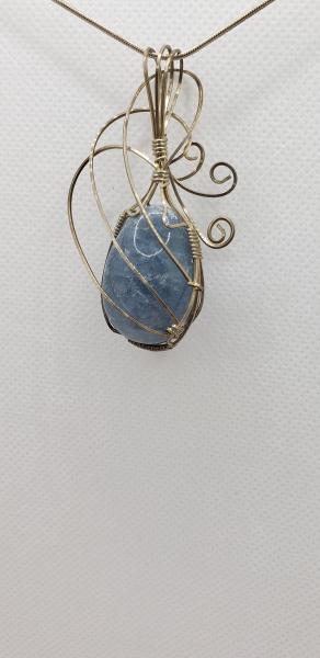 Wire wrapped Aquamarine Pendant in sterling silver picture