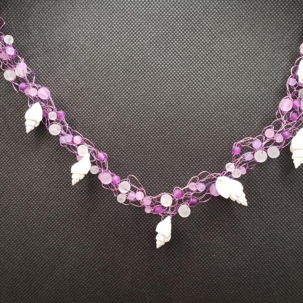 Purple Seashell wire crochet necklace picture
