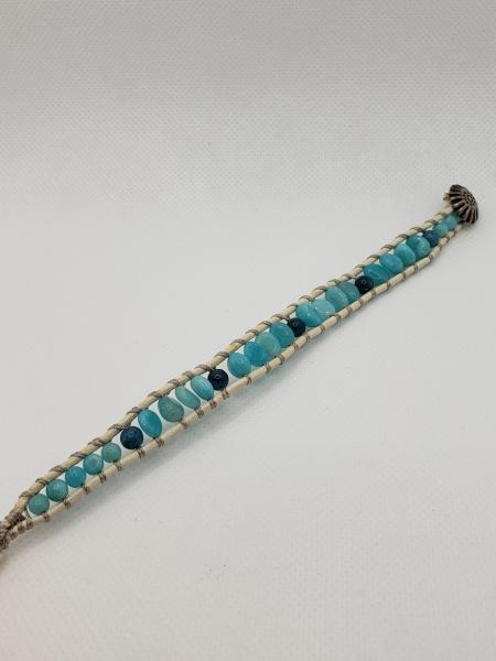 Leather Bracelet with Amazonite and Apatite picture