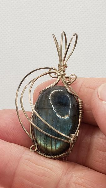 Wire wrapped Labradorite Pendant in sterling silver picture